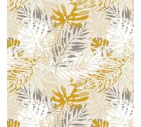 Hulehule Tex - Mantel de Tela resinada Antimanchas, Impermeable.. Estampado Hojas. Ideal para el Comedor, Cocina o salita. Útil para mesas de Todos los tamaños - Selva (140_x_100_cm, Mostaza)