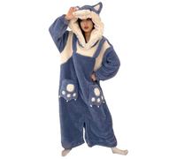 HULG Adult Onesie Funny Outfit - Ultra Warm Heavy Flannel, Leg Buttons for Easy Access To The Toilet, Wolf Costume,Suitable for Home and Parties (XX_l)