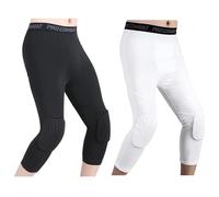HULG Pantalones De Baloncesto con Rodilleras, Pantalones De Compresión con Rodilleras,Pantalones De Compresión 3/4 para Baloncesto, Fútbol, béisbol (Schwarz+weiß,3XL)