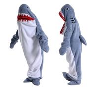 HULG Shark Blanket,Manta De Dormir De Tiburón,Manta De Tiburón Usable,Manta De Una Pieza De Tiburón, Amantes De Los Tiburones (Gray Blue,L)