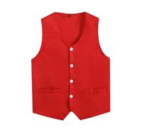 HULIJA Chaleco de traje para hombre, chaleco sin mangas, chaleco de esmoquin, chaqueta festiva, chaleco de negocios, cumpleaños, carnaval, rojo, 3XL