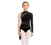 HULIJA Disfraz de danza lírica para niños y niñas, con diamantes de imitación brillantes, Negro , 122-128