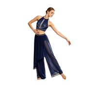 HULIJA Mujer Traje Dos Piezas Danza Lírica Mujeres Conjuntos Unidos Ballet Azul marino XXL