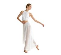 HULIJA Mujer Traje Dos Piezas Danza Lírica Mujeres Conjuntos Unidos Ballet Blanco S