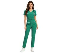 HULIJA Overol De Trabajo Para Mujer Uniforme Enfermería Médica Unitard Quirúrgico Médico Salones Belleza Fabricación Industrial Overol Largo Verde M