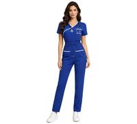 HULIJA Overol De Trabajo Para Mujer Uniforme Enfermería Médica Unitard Quirúrgico Médico Salones Belleza Fabricación Industrial Overol Largo Azul M