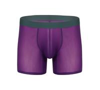 HULIJA Ropa interior sexy para hombre, semi transparente, calzoncillos tipo bóxer, malla que absorbe la humedad, ropa interior elástica, morado, L
