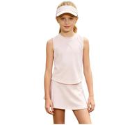 HULIJA Vestido Deportivo Camiseta Y Falda Niñas Top Y Faldas Tenis Camisetilla Golf Ejercicio Rosa Claro 7-8 años