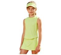 HULIJA Vestido Deportivo Camiseta Y Falda Niñas Top Y Faldas Tenis Camisetilla Golf Ejercicio Verde Claro 5-6 años