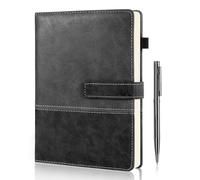 HULIPARK Cuaderno de cuero con bolígrafo, cuaderno de tapa dura con forro A5 con cierre magnético, diario de 240 páginas para hombres y mujeres, cuadernos rayados para el trabajo, escritura, toma de