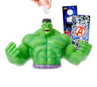 Hulk Hucha para niños, paquete con tarro de ahorro de monedas Marvel de 7 | Hulk - Hucha de plástico para dinero real, más pegatinas, más | Hucha de los Vengadores para niños, niñas, niños y adultos
