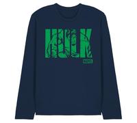 Hulk Marvel Text Unisex Long Sleeve T Shirt, Navy, XX-Large