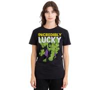 Hulk The Incredible St Patrick's Day Incredibly Lucky Ladies T Shirt, Black Camiseta, Negro, XXL para Mujer