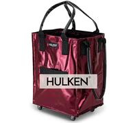 HULKEN - Bolsa de comestibles reutilizable con ruedas, tamaño mediano, color rojo cósmico, carrito de la compra, bolsa con ruedas, cierre de cremallera, ligera, soporta hasta 66 libras, se pliega y