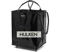 HULKEN - Bolsa de la compra grande y reutilizable con ruedas, carrito de la compra, bolsa giratoria, cierre de cremallera, ligera, soporta hasta 29,9 kg, plegable plana, asas irrompibles