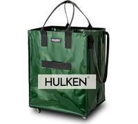 HULKEN - (Bolsa grande con ruedas y bolsa de la compra reutilizable negra con ruedas - Maletín con ruedas - Capacidad de carga de 30 kg, resistente al agua con asas resistentes y cremallera y ruedas),