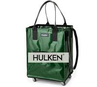HULKEN - Carrito plegable para llevar - Bolsa de la compra reutilizable negra mediana y bolsa de la compra con ruedas - Capacidad de carga de 30 kg, cremallera, resistente al agua y asas robustas