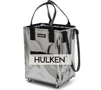 HULKEN - Carro de compras de plata mediano plegable y reutilizable - Bolsa de compras con ruedas - Bolsa de asas con ruedas - Límite de 29,9 kg, cremallera, resistente al agua y asas
