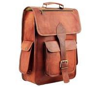 HULSH Mochila de piel auténtica de 16 pulgadas para mujeres y hombres, mochila de cuero para laptop perfecta para uso diario