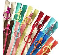 HuLuBB - 20 Cremalleras de Resina de plástico, 20 bobinas de Nailon con Tirador de Anillo de Metal Utilizado para Coser a Medida Manualidades Bolsa Ropa (30 cm)