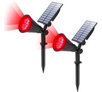 HULUBO 2 luces de Paisaje Solar,4 focos Solares LED Impermeables Focos Solares al Aire libre 2 en 1 lámparas de Pared al Aire libre Multipropósito,lámparas Decorativas de Patio y Césped (Rojo)