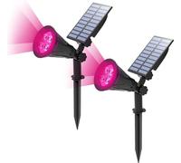 HULUBO 2 luces de Paisaje Solar,4 focos Solares LED Impermeables Focos Solares al Aire libre 2 en 1 lámparas de Pared al Aire libre Multipropósito,lámparas Decorativas de Patio y Césped (Rosa)