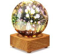 HULUBO Bombilla 3D, luz nocturna, colorida lámpara de proyector USB, bola de cristal mágica con base de madera, lámpara decorativa para el hogar, oficina, dormitorio, sala de estar (copo de nieve)