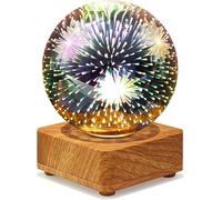 HULUBO Bombilla 3D, luz nocturna, colorida lámpara de proyector USB, bola de cristal mágica, luz nocturna con base de madera, lámpara decorativa para el hogar, oficina, dormitorio, sala de estar