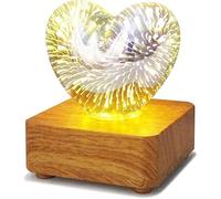 HULUBO Bombilla 3D, luz nocturna, colorida lámpara de proyector USB, bola de cristal mágica, luz nocturna con base de madera, lámpara decorativa para el hogar, oficina, dormitorio, sala de estar (en