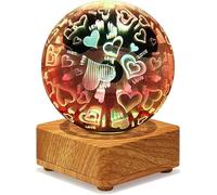 HULUBO Bombilla 3D, luz nocturna, colorida lámpara de proyector USB, bola de cristal mágica, luz nocturna con base de madera, lámpara decorativa para el hogar, oficina, dormitorio, sala de estar