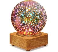 HULUBO Bombilla 3D, luz nocturna, colorida lámpara de proyector USB, bola de cristal mágica, luz nocturna con base de madera, lámpara decorativa para el hogar, oficina, dormitorio, sala de estar