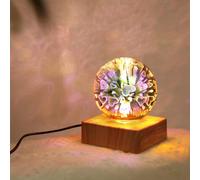 HULUBO Bombilla 3D, luz nocturna, lámpara de proyector USB, bola de cristal mágica, luz nocturna con base de madera, lámpara decorativa para el hogar, oficina, dormitorio, sala de estar (estilo 3)
