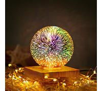 HULUBO Bombilla 3D, luz nocturna, lámpara de proyector USB, bola de cristal mágica, luz nocturna con base de madera, lámpara decorativa para el hogar, oficina, dormitorio, sala de estar (estilo 1)