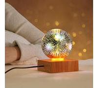 HULUBO Bombilla 3D, luz nocturna, lámpara de proyector USB, bola de cristal mágica, luz nocturna con base de madera, lámpara decorativa para el hogar, oficina, dormitorio, sala de estar (estilo 2)