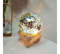 HULUBO Bombilla 3D, luz nocturna, lámpara de proyector USB, bola de cristal mágica, luz nocturna con base de madera, lámpara decorativa para el hogar, oficina, dormitorio, sala de estar (estilo 5)
