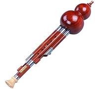 Hulusi, Flauta de Calabaza, Flauta de Cucurbitáceas Tipo de Rendimiento Profesional Instrumento de Flauta de Calabaza Hulusi Instrumento Musical Nacional de Yunnan Afinación D/C/B/G/F, Rojo,