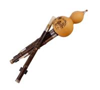 Hulusi Flauta de cucurbitáceas hecha a mano, flauta de calabaza profesional, instrumento de viento de dos tonos, instrumento de calabaza tradicional de seda