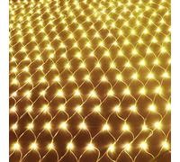 HULX Luces de Cadena Solar, 1.1mx1.1m 100LED Luces de Cadena de Red Solar Luces de Cadena Solares al Aire Libre Patio Trasero Luz de Red a Prueba de Agua (Cálido)