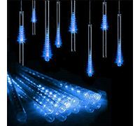 HULX Luces LED de Lluvia de Meteoritos, 30cm 8 Tubos 144LEDs Luces de Cadena Solar Luces de Lluvia que Caen a Prueba de Agua con Modo 8 (Azul)