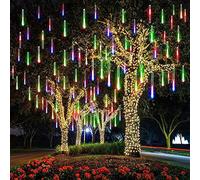 HULX Luces LED de Lluvia de Meteoritos, 30cm 8 Tubos 144LEDs Luces de Cadena Solar Luces de Lluvia que Caen a Prueba de Agua con Modo 8 (Multicolor)