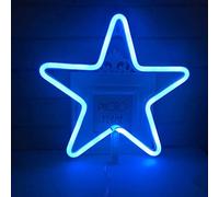 HULX Luz de Noche de Neón, Letreros de Neón LED Luz Nocturna Estrella Luces de Neón Luz de Neón Batería Operada por USB (Azul)