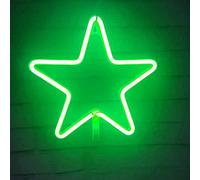 HULX Luz de Noche de Neón, Letreros de Neón LED Luz Nocturna Estrella Luces de Neón Luz de Neón Batería Operada por USB (Verde)
