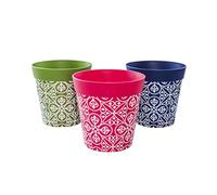 Hum Flowerpots, 15cm, Juego de 3, Varios Diseños, Colores y Tamaños, Planta de Plástico para Interiores/Exteriores Macetas, Multi Maroc