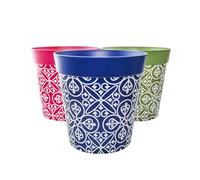 Hum Flowerpots, Juego de 3 de 25cm Planta de Plástico para Interiores/Exteriores Macetas (marroquí Multicolor)