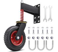 Humagineer 200mm Rueda para Portón Pesada con Muelle y Engrasador, 250kg Capacidad, Rueda de Goma Negra Perfilada para Terreno Irregular, CéSped y Grava, Ruedas para Puertas de Madera y Metal