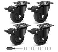 Humagineer 50mm Ruedas para Muebles Pesados con Freno, Capacidad de Carga 270kg, Ruedas Pequeñas Negras, Ruedas Giratorias Silenciosas de Goma para Mesa, Armario, Cuna, Ruedas Industriales, Set de 4