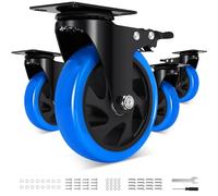 Humagineer Roulettes Pivotantes con Doble Frein de Bloqueo, 125mm 360 Grados Poliuretano Roulettes para Muebles Pesados, Ruedas Pequeñas Carga 1000KG, Ruedas para Mover Muebles, Taller, Lot de 4