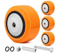 Humagineer Ruedas de Repuesto 100x50 mm (4" x 2") para Cargas Pesadas, Poliuretano, Carga 1100 kg, Doble Rodamiento con Guardapolvo, Eje 12,7 mm (1/2"), para Banco de Trabajo y Carros, Juego de 4