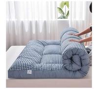 HUMAJORY Colchón Futón Plegable de 7 Cm de Grosor, Tatami Japonés Suave y Portátil, Tamaño Doble, Individual y Queen, Fácil de Guardar.(Blue Plaid,80x190cm)