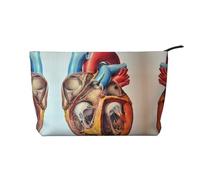 Human Anatomy Heart Chart - Bolsa de maquillaje de pana, versátil con cremallera para uso diario y organizador de capacidad de viaje, Black, Talla única